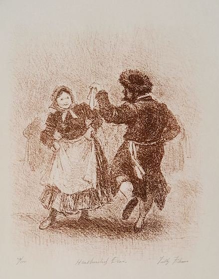 Tully Filmus lithograph: Tully Filmus (American 1903-1998)-''Handkerchief Dance''- lithograph, signed, titled and numbered 26/100 in pencil, good condition. 19 1/2 x 15''