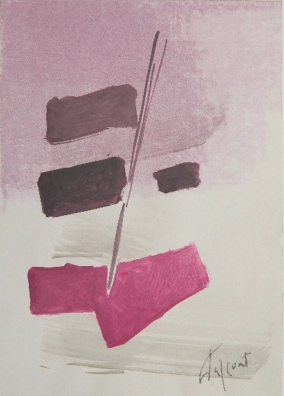 Pierre Tal-Coat gouache over lithograph: Pierre Tal-Coat (French 1905-1985)- ''Vers Le Haut''- gouache over lithograph, 1978, signed Tal Coat lower right. 12 1/2 x 9'' Provenance: Waddington Galleries, Montreal, Canada.