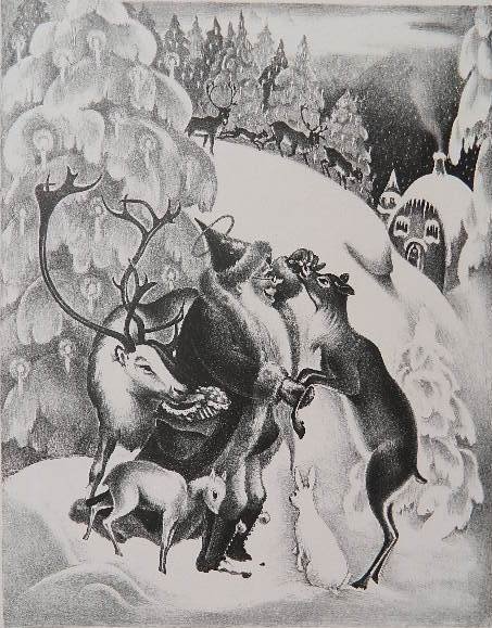 Mabel Dwight lithograph: Mabel Dwight- ''St. Nicholas'' (Robinson & Pirog 88)- lithograph, 1937, AAG edition of about 200, tape stains verso, otherwise good condition. 12 3/8 x 9 3/4''