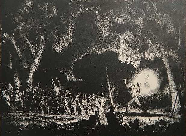 Peter Hurd lithograph: Peter Hurd- ''Sermon from Revelations''- lithograph, 1938, signed and titled in pencil, edition of 250, good condition. 10 x 13 1/2''