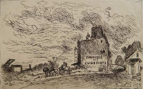 Johan B. Jongkind etching and aquatint: Johan B. Jongkind- Demolitions De La Rue Des Francs-Bourgeois Saint Marcel'' (Delteil 18 iii/iv)- etching and aquatint, 1875, as published by A. Cadart. 5 7/8 x 9 1/4''