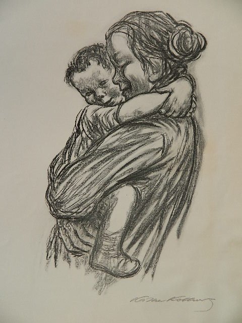 Kathe Kollwitz off-set lithograph: Kathe Kollwitz- ''Mutter Mt. Jugen''- off-set lithograph. 20 x 11''