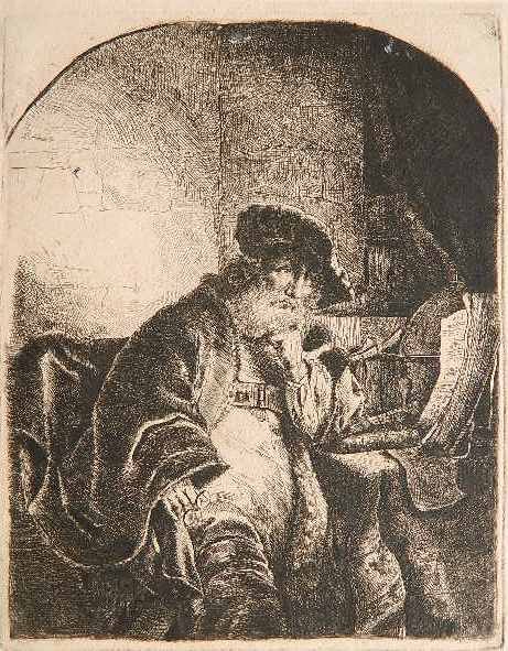 Nicolas Mossoloff etching: Nicolas Mossoloff- ''The Philosopher in Meditation'' (Hollstein 5)- etching, after Ferdinand Bol, trimmed, otherwise good condition. 9 1/4 x 7 1/4''