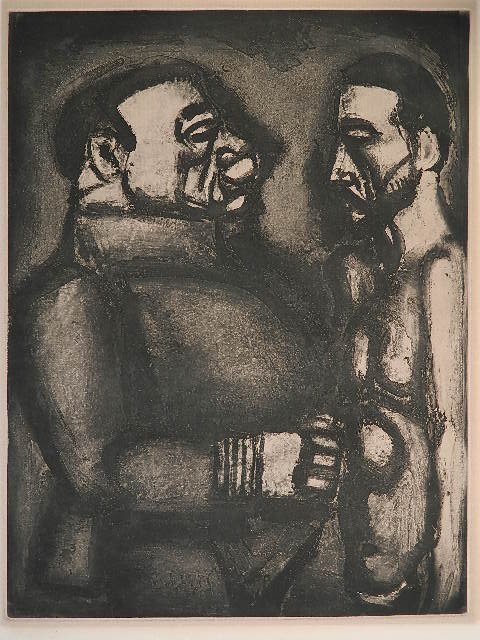 Georges Rouault intaglio and aquatint: Georges Rouault- ''Face a Face''- intaglio and aquatint. 22 1/4 x 17''