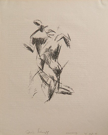 Edwin Scharff lithograph: Edwin Scharff- ''Umarmung''- lithograph, 1919, as published in 'Munchner Blatter', good condition. 7 x 4 1/2''