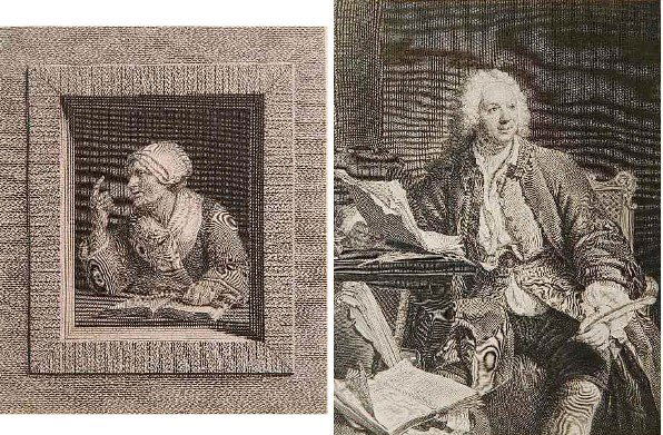 G. F. Schmidt, J. G. Wille- 2 engravings: G. F. Schmidt- Joannes Baptista Rousseau- engraving, trimmed to the plate line, otherwise good condition; J. G. Wille- La Maitresse d'ecole- engraving, foxing and staining throughout. 11 3/4 x 8 5/8''