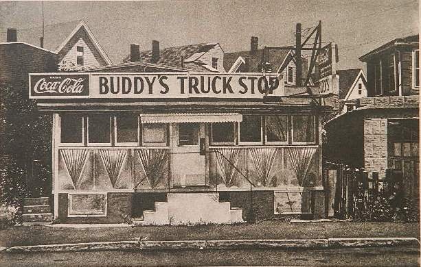 John Baeder photolithograph: John Baeder- Buddy's Truck Stop- photolithograph / mezzotint, 1979, signed 'Baeder 79' lower right, HC. 15 1/4 x 23 3/4''