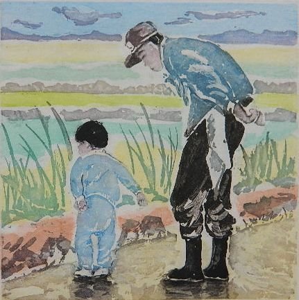 Sarah Brayer woodblock: Sarah Brayer- ''Small Wonder''- woodblock in colors, 1990, signed, dated, titled and numbered 55/150 in pencil. 6 x 5 3/4''