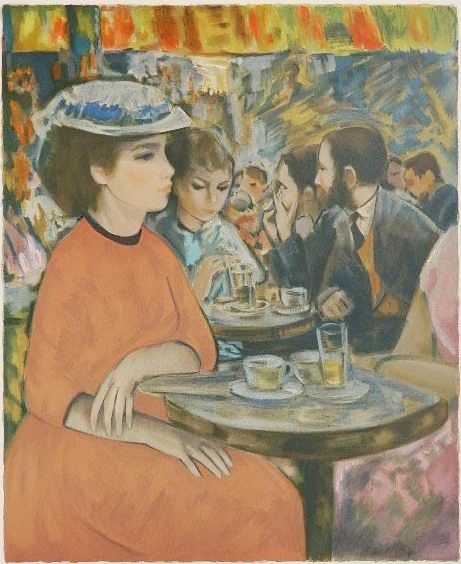 Francois Gall lithograph: Francois Gall- ''Luncheon''- lithograph in colors, signed and numbered 67/100 in pencil. 18 3/4 x 15 1/4''