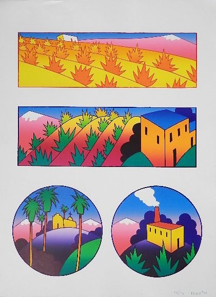 Ken Price silkscreen: Ken Price- Untitled- silkscreen in colors, 1977, signed, dated and numbered 40/70 in pencil, handling creases, otherwise good condition. 24 1/2 x 19 1/8''