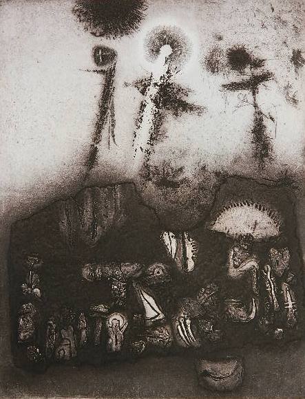 Jaroslav Serychs intaglio: Jaroslav Serychs- ''Caritatis''- intaglio, signed and numbered 92/100 in pencil, creasing bottom right corner of margin, otherwise good condition. 15 x 11 1/2''