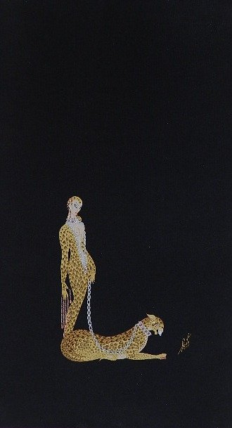 Erte silk textile: Erte silk textile- ''L''. 17 1/2 x 9 1/2''