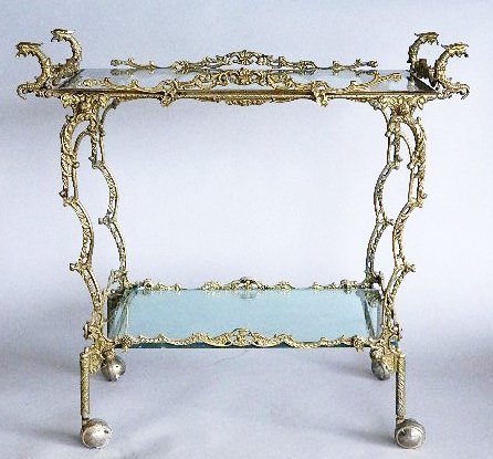 Brass tea cart: Brass tea cart. 31 1/2''h