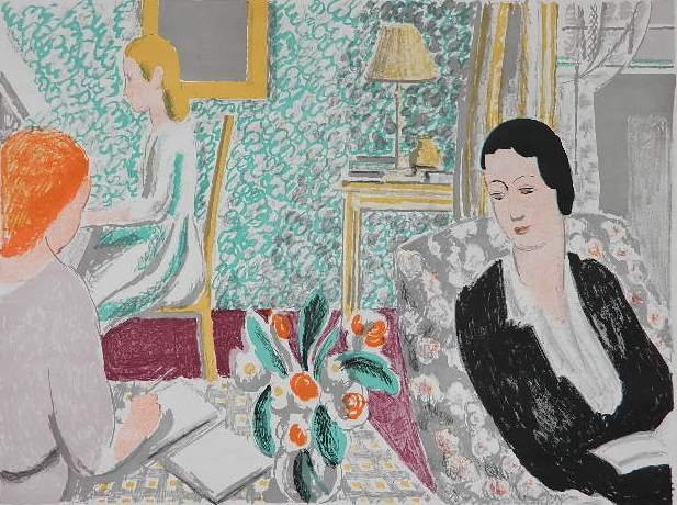 Vanessa Bell lithograph: Vanessa Bell (British 1879-1961)- Interior Scene- lithograph in colors, very good condition. 18 x 24''