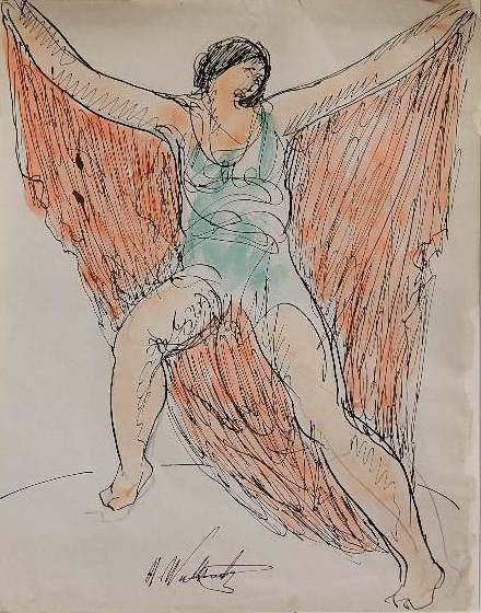 Abraham Walkowitz watercolor: Abraham Walkowitz (American 1878-1965)- Isadora Duncan- watercolor and pen and ink on paper, ca. 1925, signed A. Walkowitz- lower center, very good condition. 9 1/2 x 7 1/4''