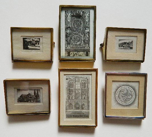 John Taylor Arms Brooch Series etchings: John Taylor Arms (American 1887-1953)- Brooch Series Set- ''Notre Dame the Tiny''; ''Nativity''; ''Spanish Jewelry''; Chartres in Miniature''; ''Triangular Bridge'' and ''Patzcuaro'' (Fletcher 290, 30