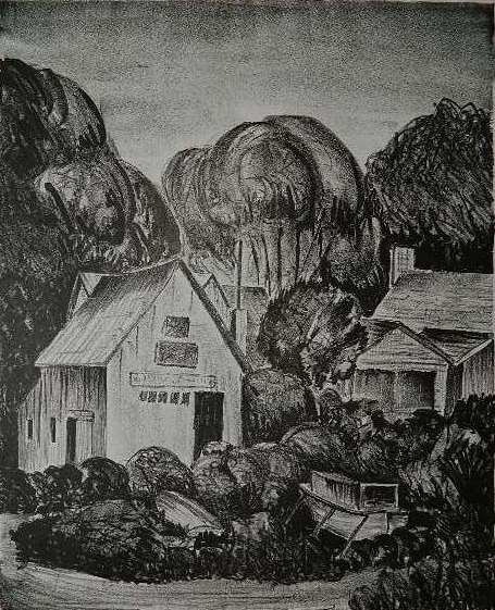 Mabel A. Hewit lithograph: Mabel A. Hewit (American 1903- ?)- ''Old Boat House''- lithograph, 1939, signed, dated and titled in pencil, very good condition. 11 x 8 3/4''