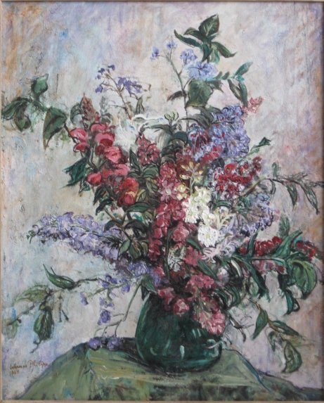 Werner Philipp oil: Werner Philipp (American 1897-1982)- Floral Still-Life- oil on canvas, 1964, signed Werner Philipp 1964 lower left, very good condition. 32 x 26''