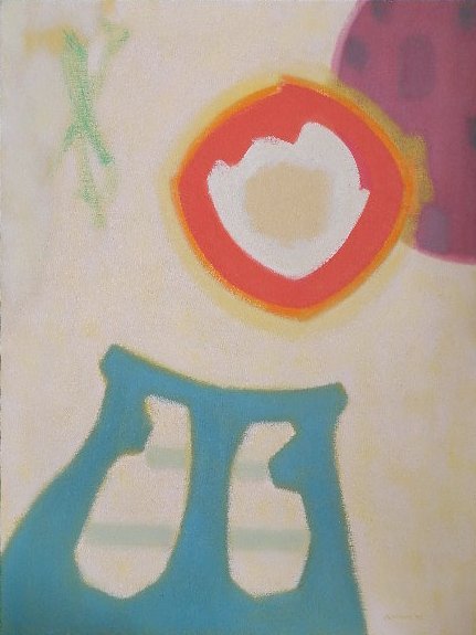 Jacob Kainen acrylic: Jacob Kainen (American 1909-2001)- ''Bright Mirror''- acrylic on canvas, 1973, signed Kainen 73 lower right, very good condition. 48 x 36''
