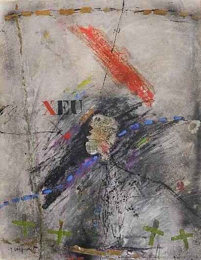 James Coignard mixed media: James Coignard (French 1925-2008)- Untitled- mixed media on paper, signed lower left recto, very good condition. 25 1/2 x 19 1/4'' Provenance: Arthur Feldman