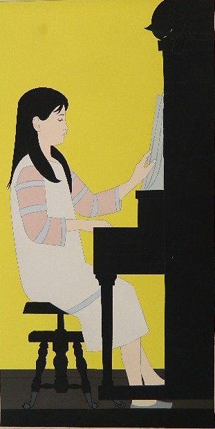 Will Barnet silkscreen: Will Barnet (American 1911-2012)- ''Girl at Piano'' (Szoke 151)- silkscreen in colors, 1973, signed in pencil, edition of 300, minor scuffs in image. 39 x 20'' Provenance: Joseph B. O'Sickey trust