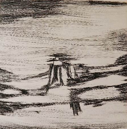 John F. Koenig etching: John F. Koenig (American 1924-2008)- Abstracted Landscape- etching, signed, inscribed and numbered 40/40, note: mat burn. 6 3/4 x 6 3/4''