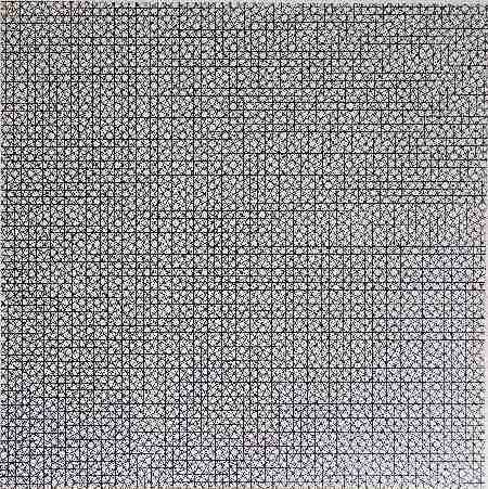 Francois Morellet silkscreen: Francois Morellet (French 1926- )- ''O - 30 - 90''- silkscreen in black on cardboard, signed, titled and numbered 112/175 in ink verso. 24 1/2 x 24 1/2''