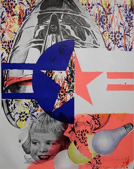 James Rosenquist lithograph and off-set: James Rosenquist (American 1933- )- Castelli Gallery Poster- lithograph and off-set lithograph in colors, 1965, signed and dated in pencil, slightly age toned, minor handling creases on edges, otherwi