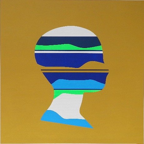 Ernest T. Trova silkscreen: Ernest T. Trova (American 1927-2009)- ''Falling Man''- silkscreen in colors, 1967, signed, dated and numbered 53-75 in pencil. 20 x 20''
