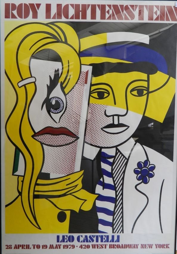 after Roy Lichtenstein lithographic poster: after Roy Lichtenstein- ''Stepping Out''- lithographic poster, 1979, after painting done in 1978, promotion for Leo Castelli. 51 x 36''