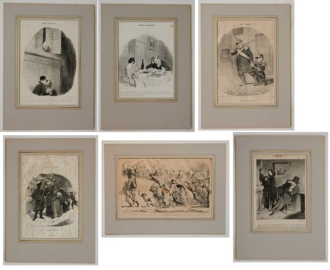Honore Daumier 6 lithographs: Honore Daumier- Political Cartoons- 6 lithographs from newspapers, various condition and sizes.