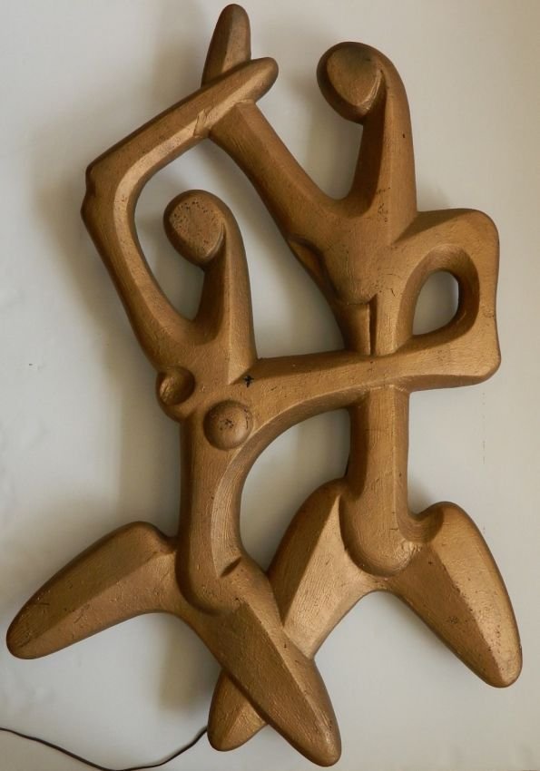 Frederick Weinberg wall sculpture: Frederick Weinberg wall sculpture- Two Figures, painted composition. 42 x 30''