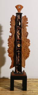 Steven Spiro wood sculpture: Steven Spiro- Untitled- wood sculpture, 1994, signed Spiro 94 at base. 64''h