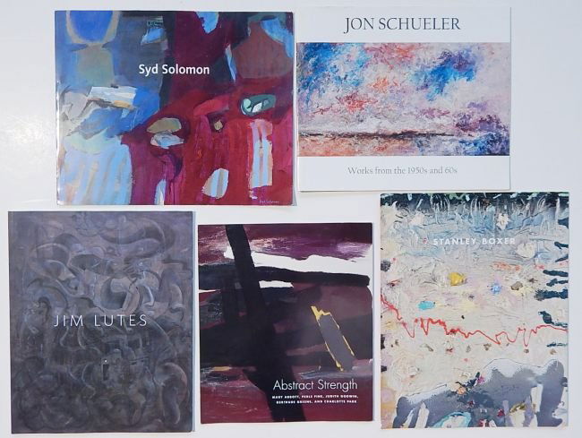 5 Art brochures: 5 Art brochures- 1.) Balken, Debra Bricker. Jim Lutes: Half-Ass Rapture. Chicago: Valerie Carberry Gallery, 2010; 2.) Peters Lisa N. Abstract Strength: Mary Abbott, Perle Fine, Judith Godwin, Gertrude
