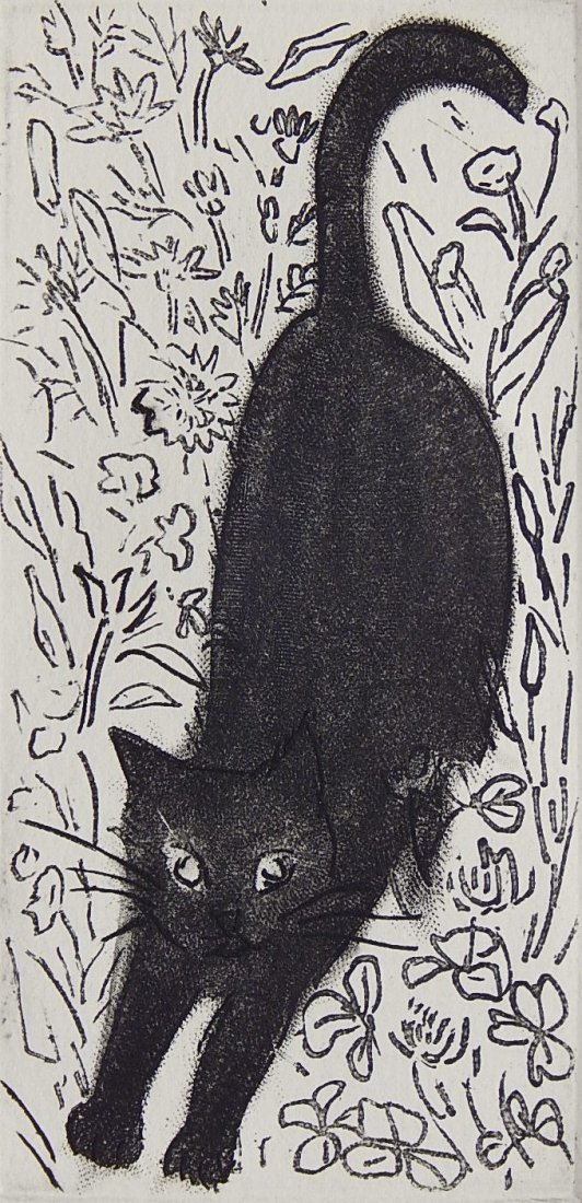 Mayumi Oda etching: Mayumi Oda- ''Merlin''- etching, 1982, signed and numbered in pencil, edition of 30, very good condition. 5 3/4 x 2 3/4''