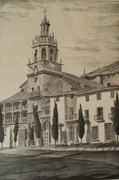 John Taylor Arms etching: John Taylor Arms- ''Santa Maria Major, Rondo'' (Fletcher 288)- etching, 1935, signed in pencil, commissioned by the American College Society of Print Collectors, slightly light struck and mat burn. 7