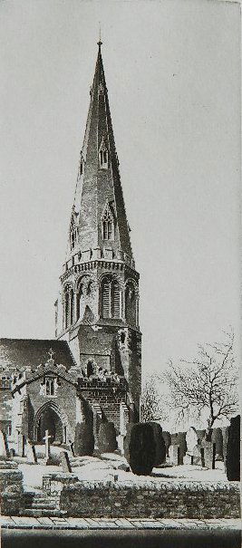 John Taylor Arms etching: John Taylor Arms- ''Stanwick'' (Fletcher 323)- etching on green tinted paper, 1939, signed, dated and inscribed 'III' in pencil, English Series no. 5, couple of small and minor foxing in upper margin,