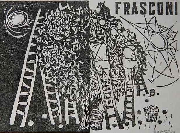 Antonio Frasconi woodcut: Antonio Frasconi- ''Day and Night''- woodcut, 1952, signed and dated in pencil, edition of 290 plus 10, The Print Club of Cleveland Special Publication, very good condition. 9 3/8 x 12 11/16''