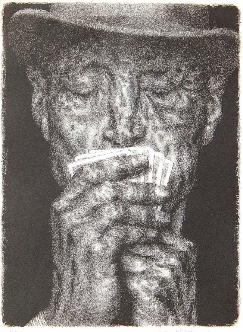 Josehp Hirsh lithograph: Joseph Hirsch- ''Shark'' (Cole 54)- lithograph, 1967, signed and numbered 42/100 in pencil, slight mat burn otherwise good condition. 10 7/8 x 8''