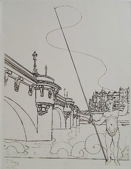 Andre Derain etching: Andre Derain- ''Pont Neuf, Paris''- etching, as published by Collector's Guild, good condition. 13 1/4 x 10 1/2''
