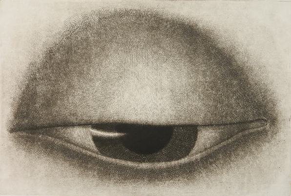 Rodolfo Abularach etching: Rodolfo Abularach- ''Ojo''- etching and mezzotint, signed, titled and numbered 4/50 in pencil, very good condition. 11 3/4 x 17 5/8''