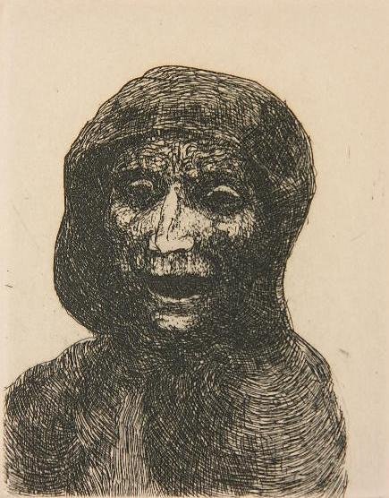 David Bumbeck etching: David Bumbeck- ''Old Man Singing''- etching, signed, titled and numbered 20/50 in pencil, very good condition. 3 3/4 x 2 7/8''