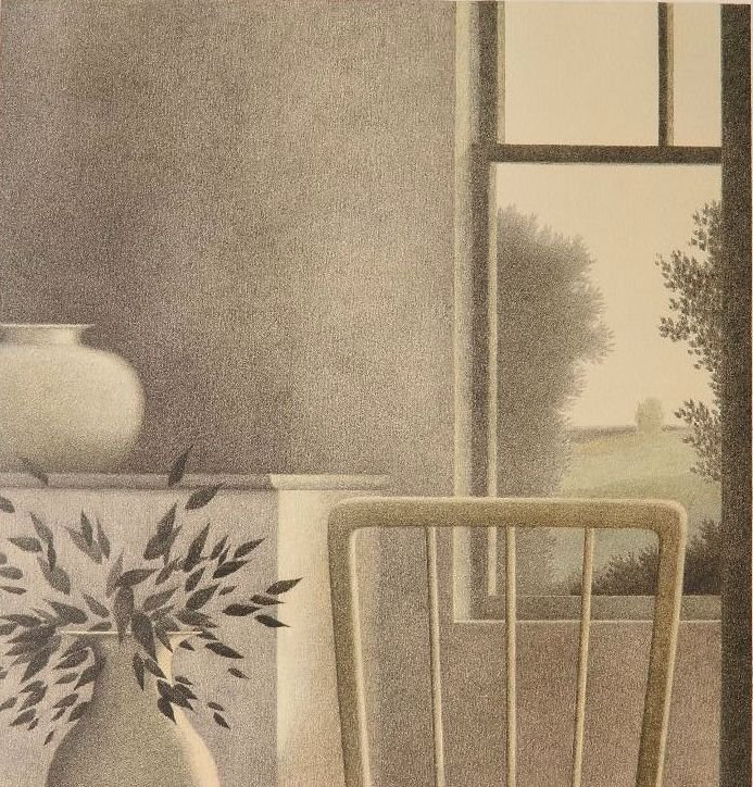 Robert Kipniss lithograph: Robert Kipniss- ''Window with Red Wall''- lithograph, signed and numbered 94/120 in pencil, very good condition. 17 x 16''