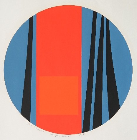 Harold Krisel silkscreen in colors: Harold Krisel- ''Compass Form #1''- silkscreen in colors, signed, titled and annotated 'Ed. 50' in pencil, very good condition. 15'' dia.