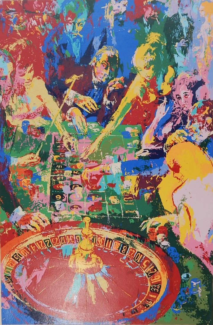 Leroy Neiman silkscreen: Leroy Neiman- ''The Green Table'' (Knoedler 91)- silkscreen in colors, 1974, signed and numbered 290/300 in pencil. 40 x 26''