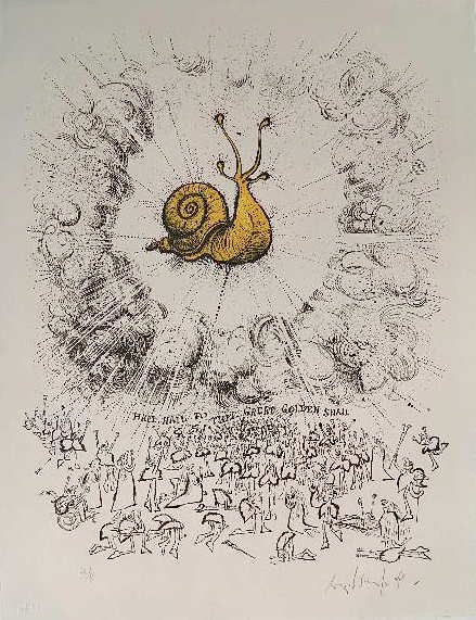 Ronald Searle lithograph: Ronald Searle- ''The Golden Snail''- lithograph in colors, 1968, signed, dated and numbered 30/95 in pencil. 26 x 19 3/4'' (sheet)