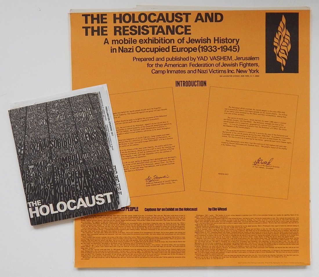 2 Books on the Holocaust: 2 Books on the Holocaust- 1.) ''The Holocaust and The Resistance - A Mobile Exhibition of Jewish History in Nazi Occupied Europe (1933-1945)'', prepared and published by Yad Vashem, Jerusalem for the 
