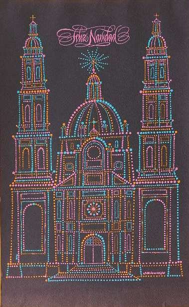 Butte, Herrero and Hyde screenprint: Butte, Herrero and Hyde- ''Feliz Navidad''- screenprint, some discoloration of paper at bottom, print attached to backing (worn), otherwise image in good condition. 20 x 12 1/2''