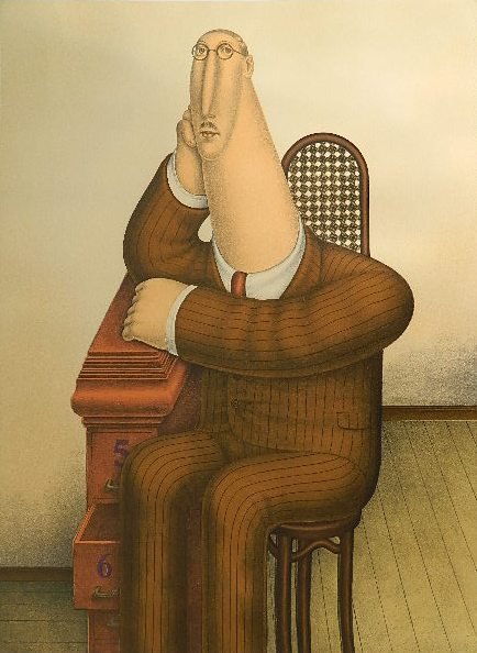 Roy Carruthers lithograph: Roy Carruthers- Seated Male Figure- lithograph in colors, c. 1970, very good condition. 30 x 22''