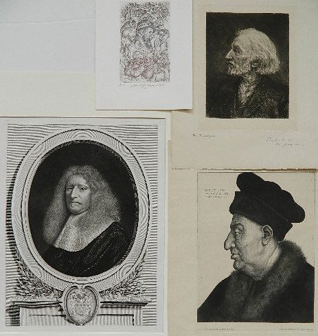 4 European prints: 4 European prints- 1.) Peter Halm- Portrait of Quinten Metsys; 2.) Kulhanek- Peter Brueghel; 3.) F. Jacques- Portrait of Charles Jacques; and 4.) Antoine Masson engraving, fair condition, various size